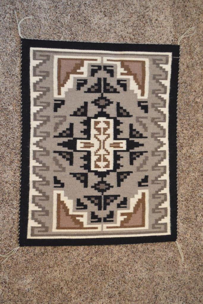 22.5 x 29 Two Grey Hill Navajo Rug by Irene Kirk