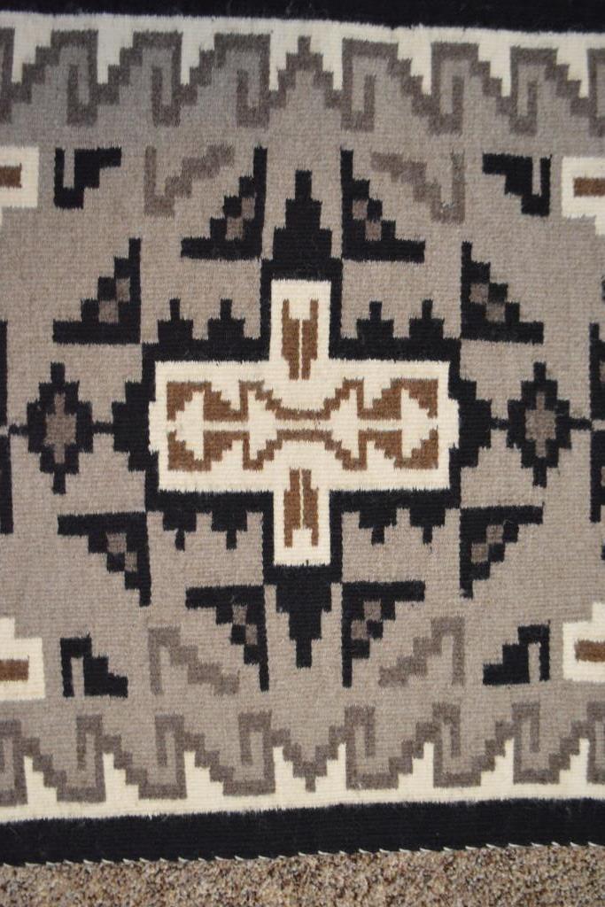 22.5 x 29 Two Grey Hill Navajo Rug by Irene Kirk