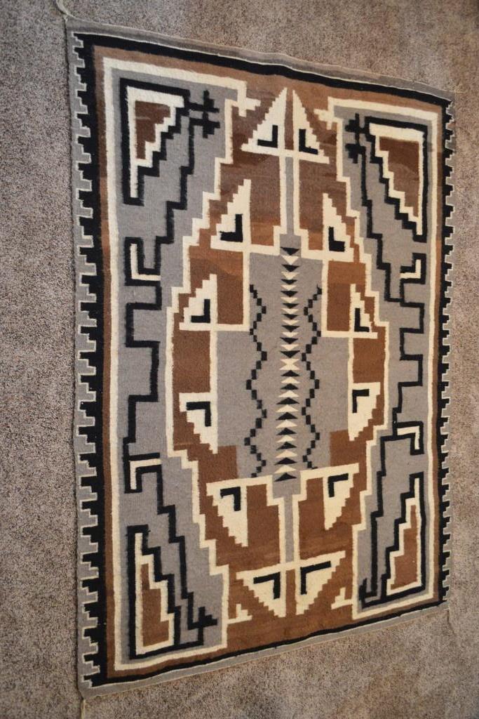 55.5 x 78 Two Grey Hills Navajo Rug