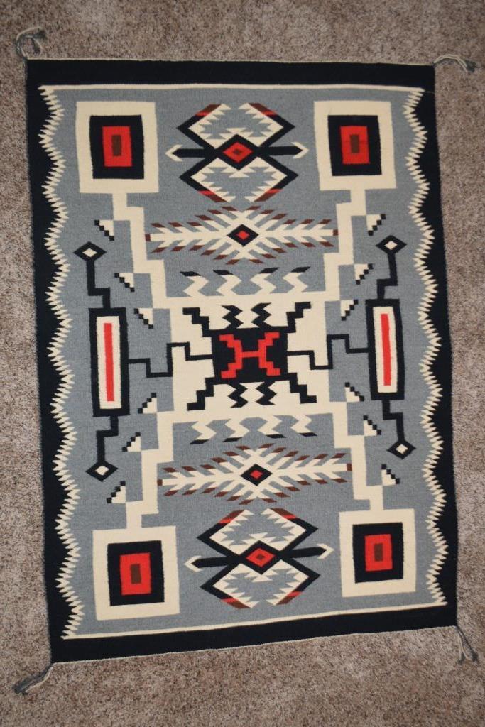 35 x 51 Storm Pattern Navajo Rug by Rebecca Yazzi