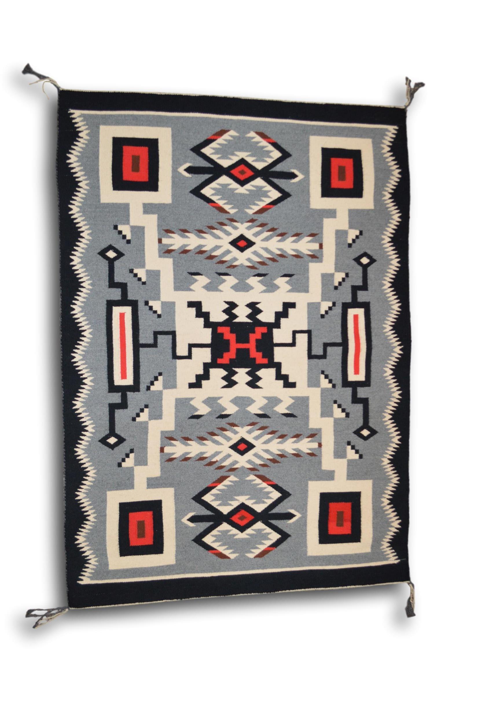 35 x 51 Storm Pattern Navajo Rug by Rebecca Yazzi