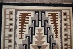 39.5 x 50 Two Grey Hills Navajo Rug by Mary C. Henderson