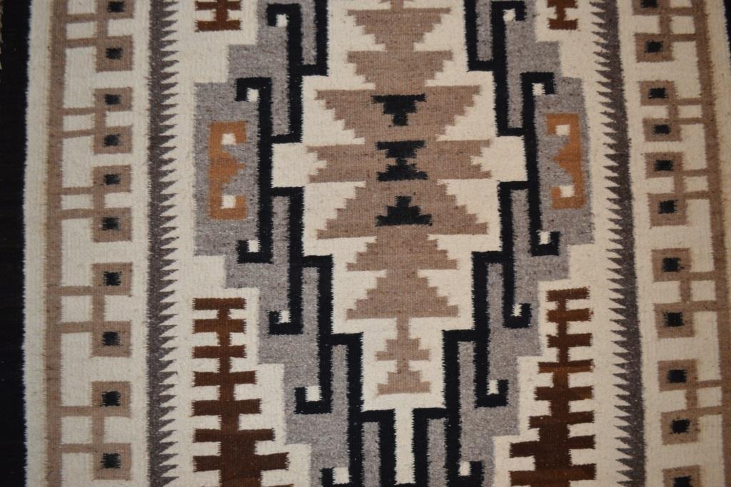 39.5 x 50 Two Grey Hills Navajo Rug by Mary C. Henderson