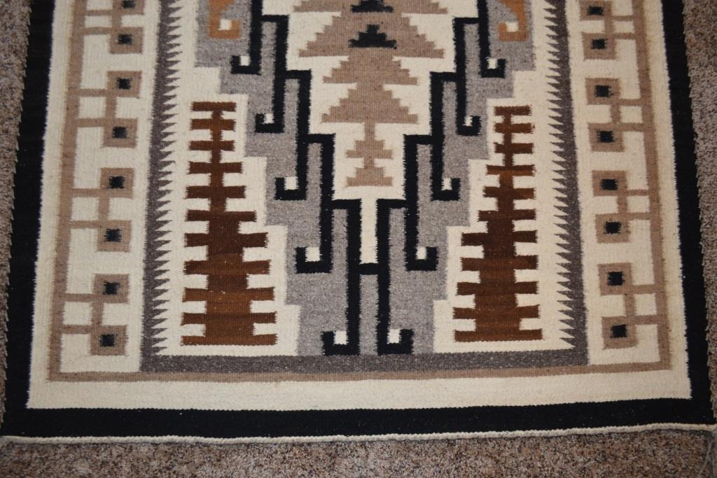 39.5 x 50 Two Grey Hills Navajo Rug by Mary C. Henderson