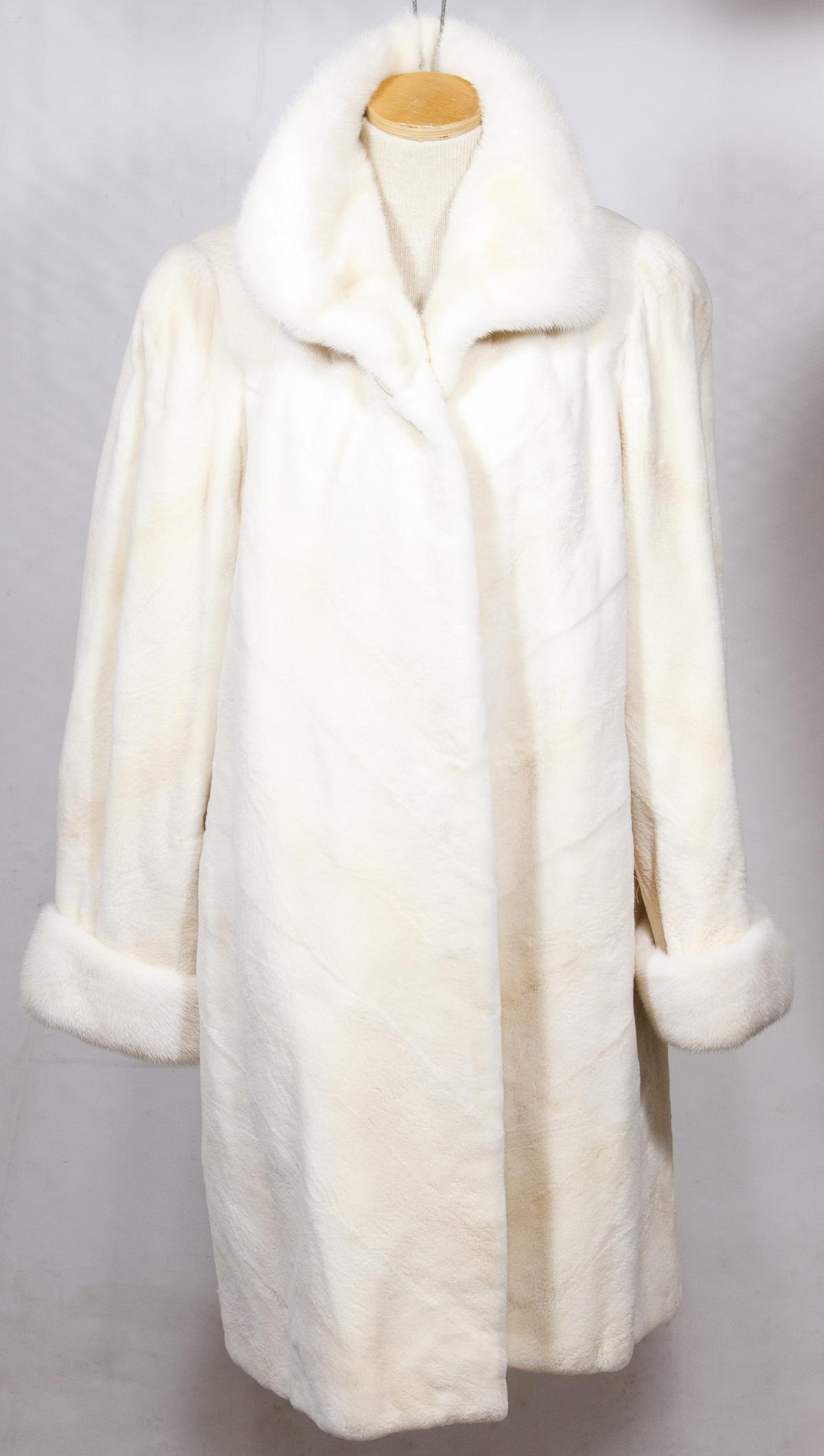 White Fur Coat with Mink Collar and Cuffs by Lagerfeld