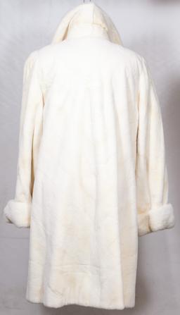 White Fur Coat with Mink Collar and Cuffs by Lagerfeld