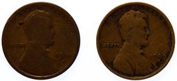 1909-S and 1914-D 1c VG/G Details