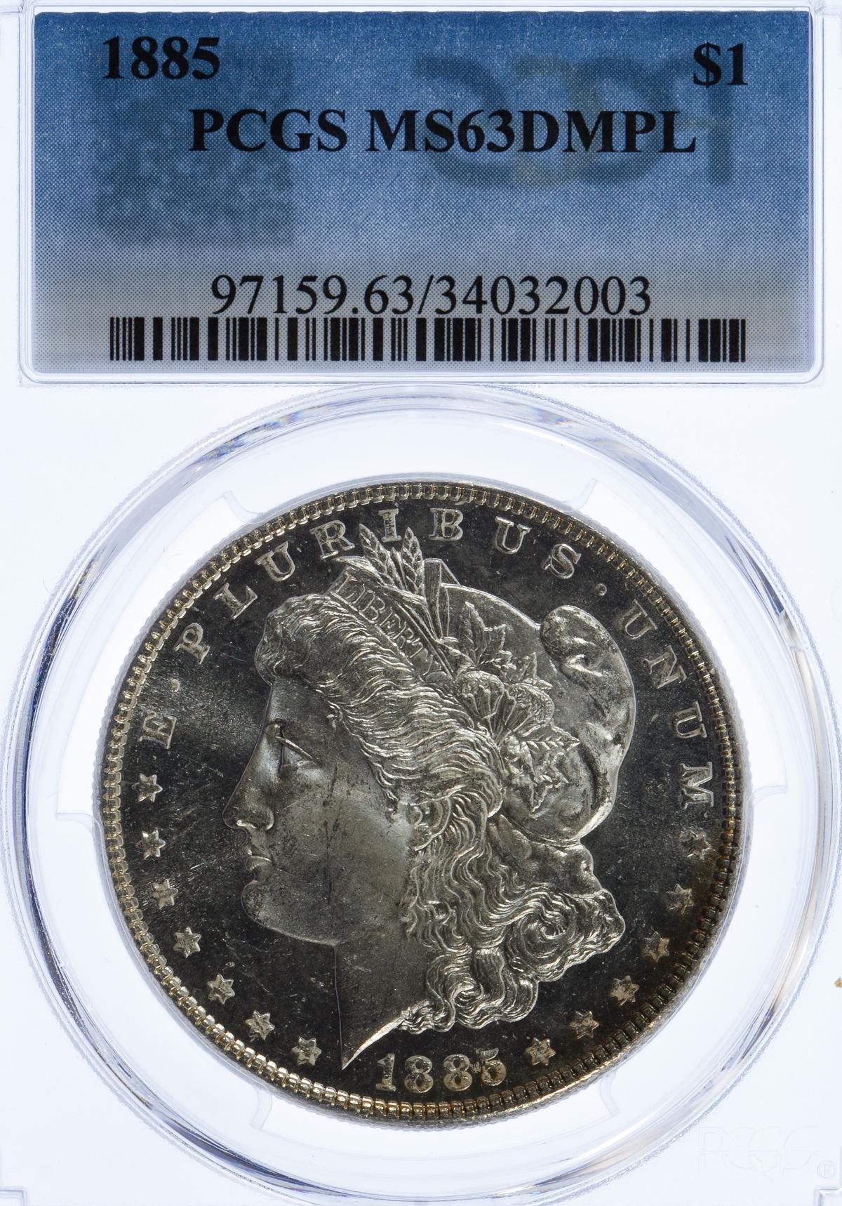 1885 $1 MS-63 DMPL PCGS