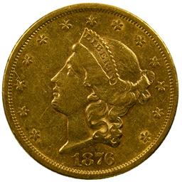 1876-S $20 Gold AU