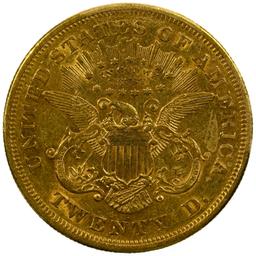 1876-S $20 Gold AU