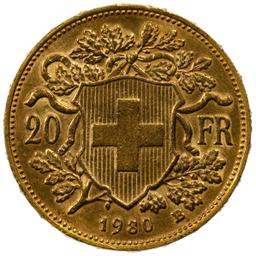 Switzerland: 1930-B 20 Franc Gold