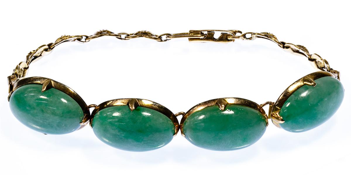 14k Gold and Jadeite Jade Bracelet