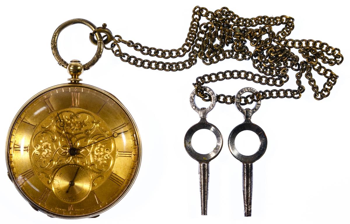 Guinand 18k Gold Open Face Pocket Watch