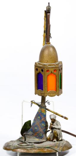 German Cold Painted Metal Table Lamp