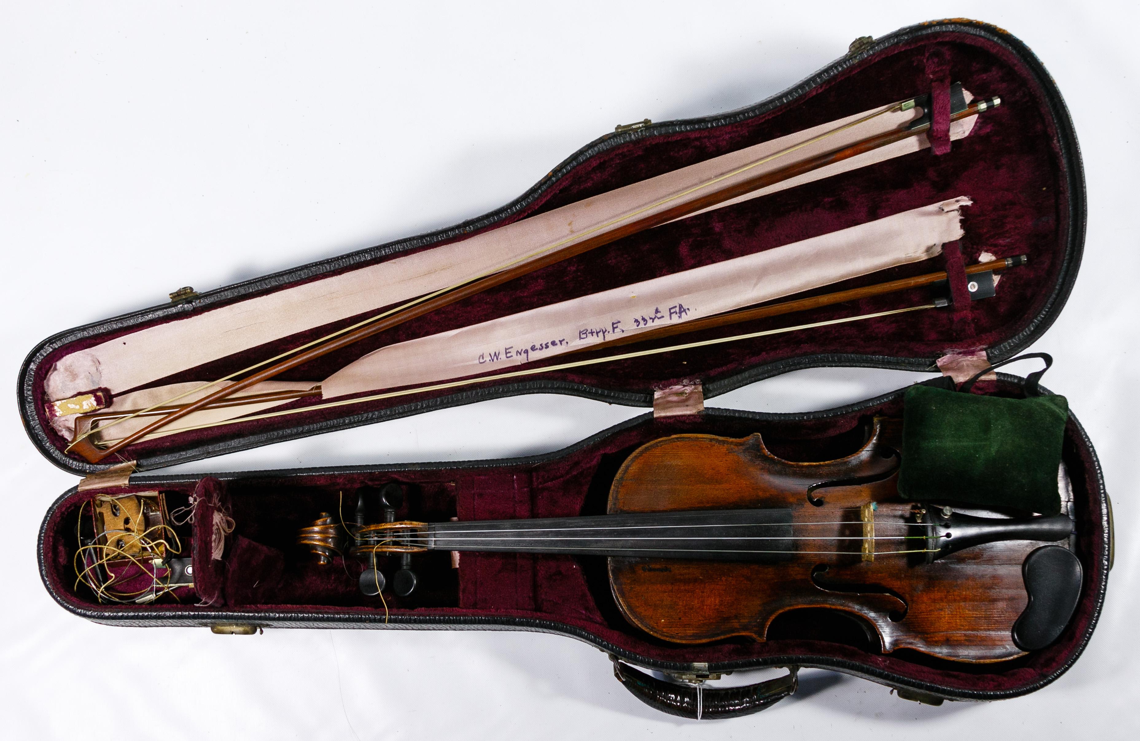 Violin and Bows in Leather Case