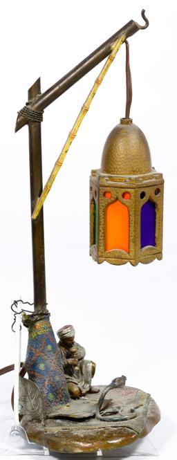 German Cold Painted Metal Table Lamp