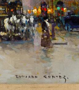 Edouard Cortes (French, 1882-1969) "Boulevard de la Madeleine" Oil on Canvas