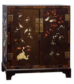 Asian Style Black Enameled Wood Chest