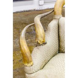 Victorian Style Steer Horn Chair and Ottoman