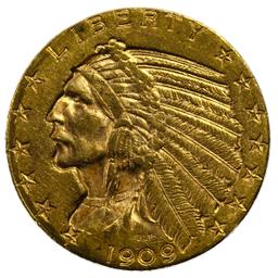 1909-D $5 Gold AU
