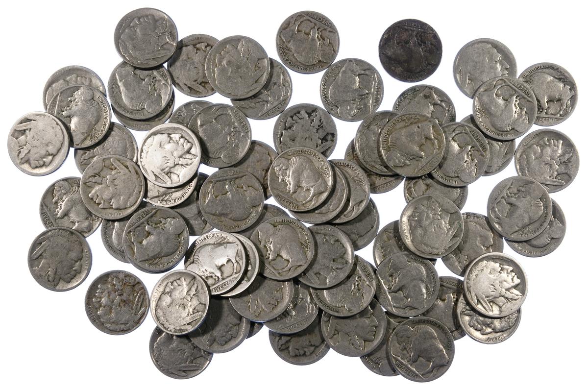 Liberty, Buffalo and Jefferson Silver War 5c Assortment