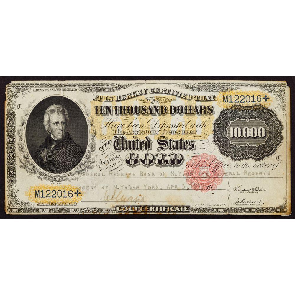 1900 $10,000 Gold Certificate Federal Reserve Note VF Details