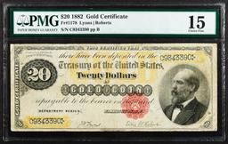 1882 $20 Gold Certificate VF-15 PMG