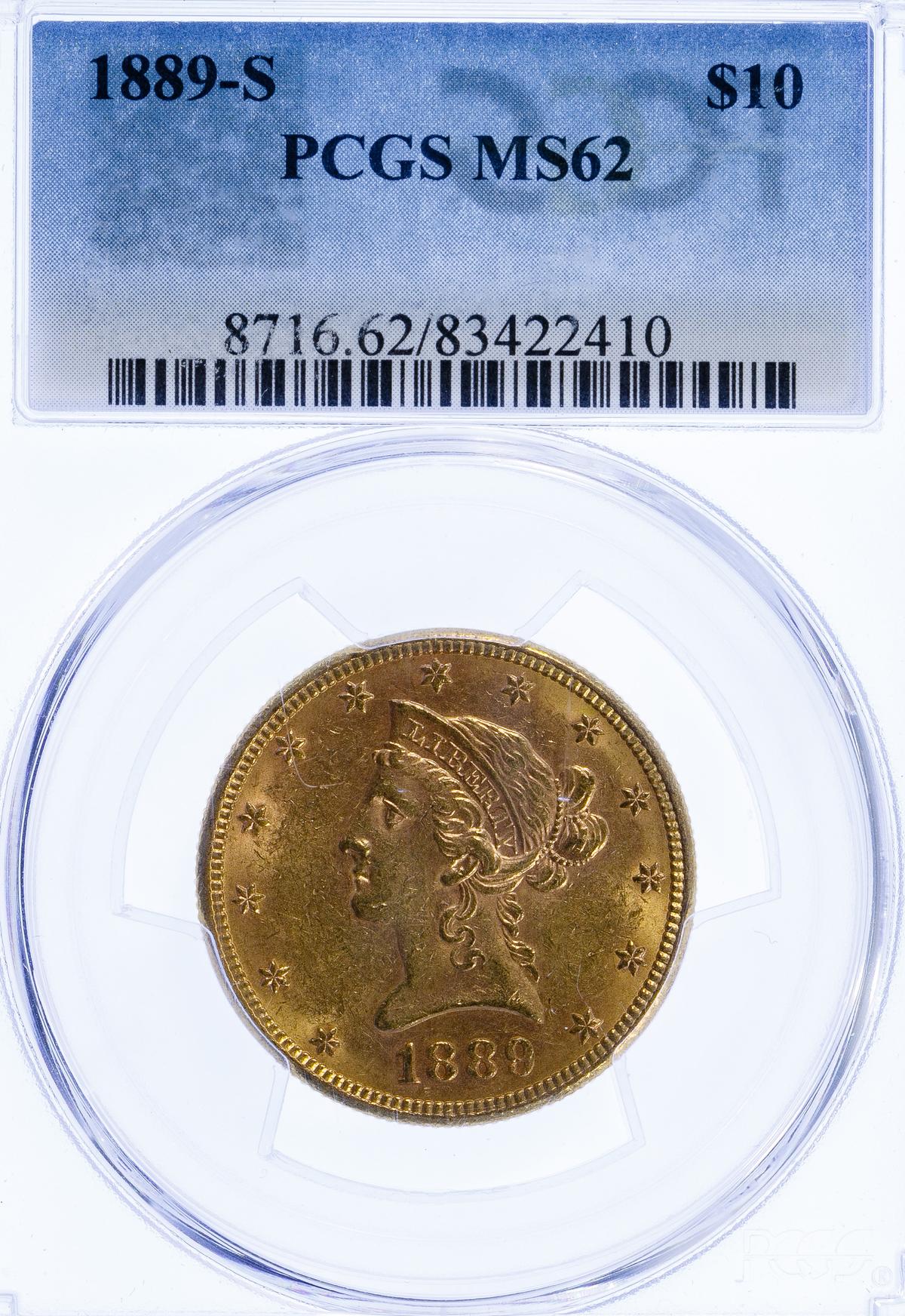 1889-S $10 Gold MS-62 PCGS