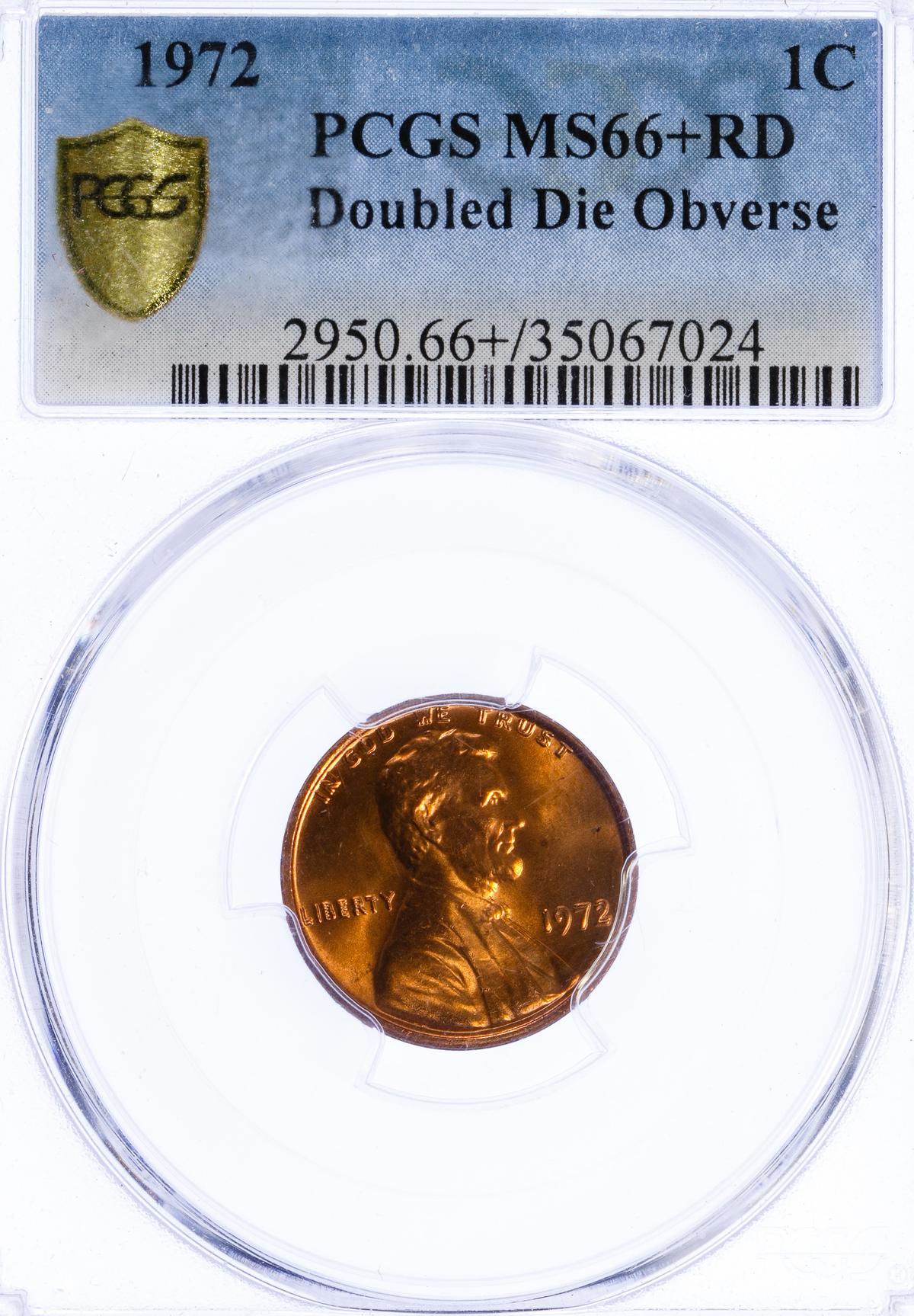 1972 1c DDO MS-66+ RD PCGS