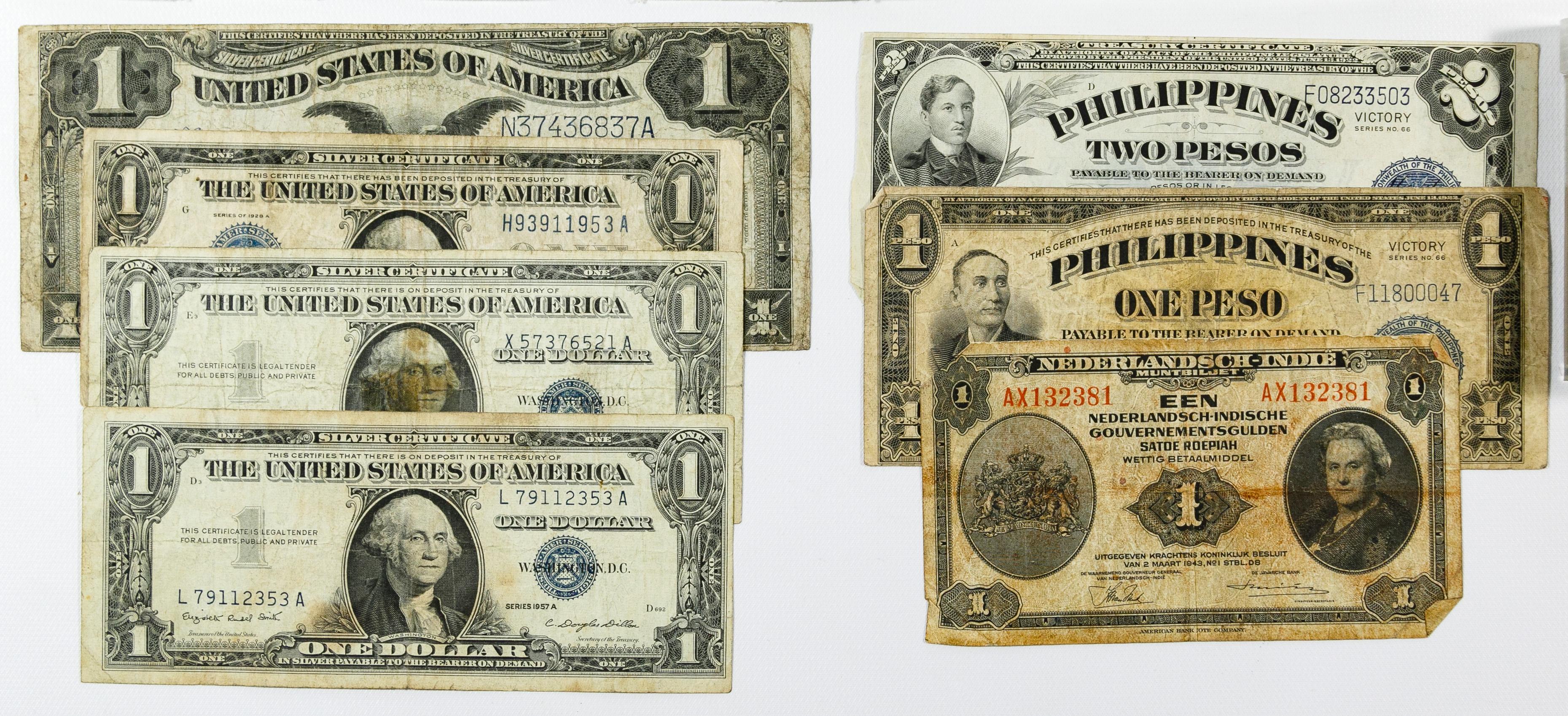 US Currency, Coin and World Coin and Currency Assortment