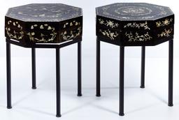 Asian Style Mother of Pearl Inlaid Box Tables