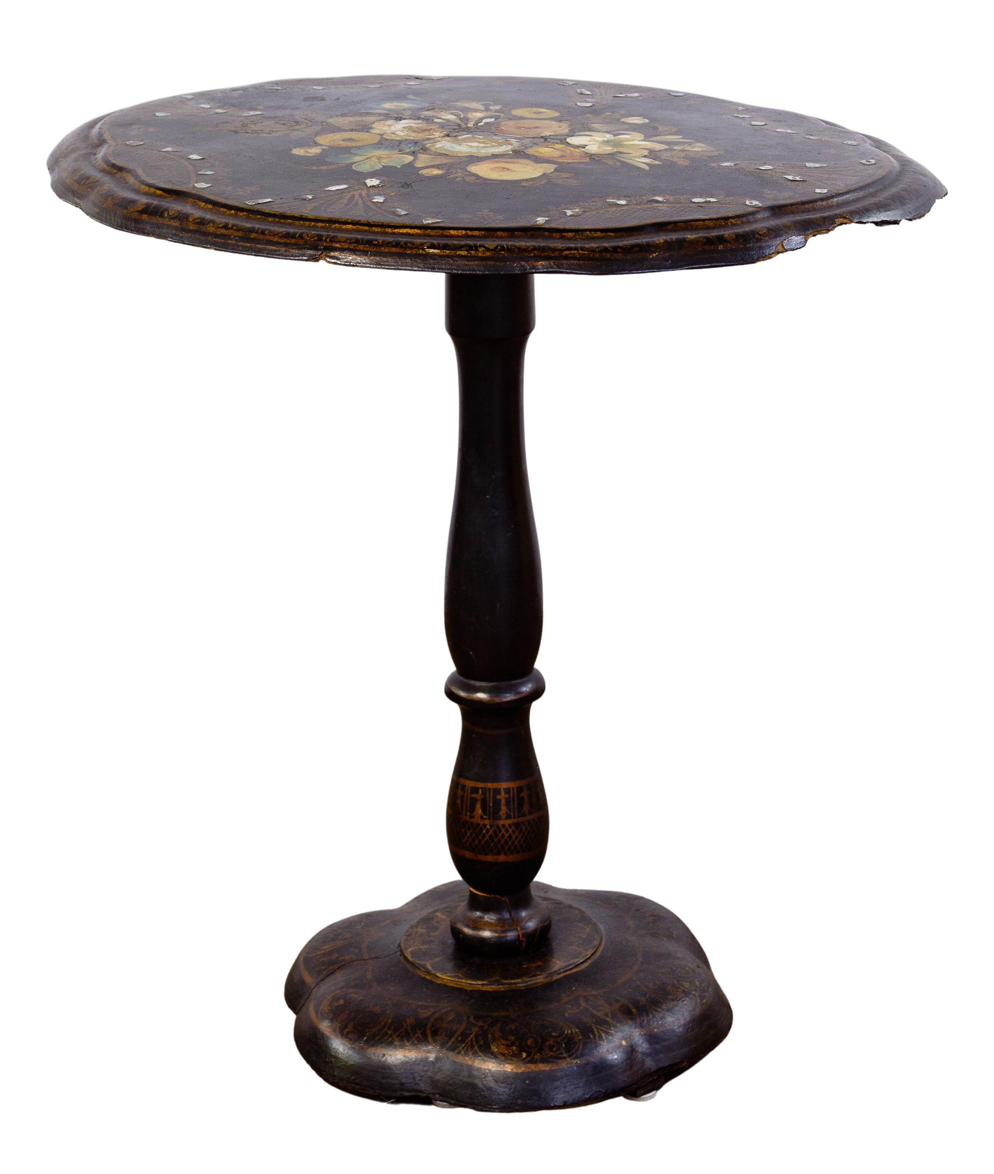 Victorian Papier-Mache Table and Glass Table