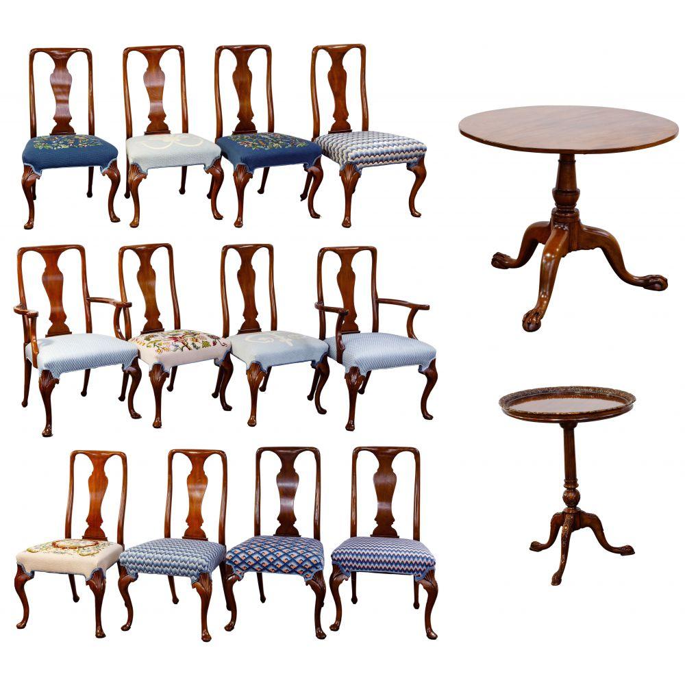 Queen Anne Style Mahogany Dining Chair Assortment