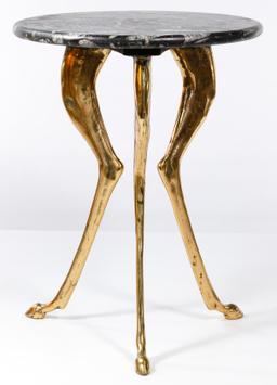 Brass and Stone Tripod Table