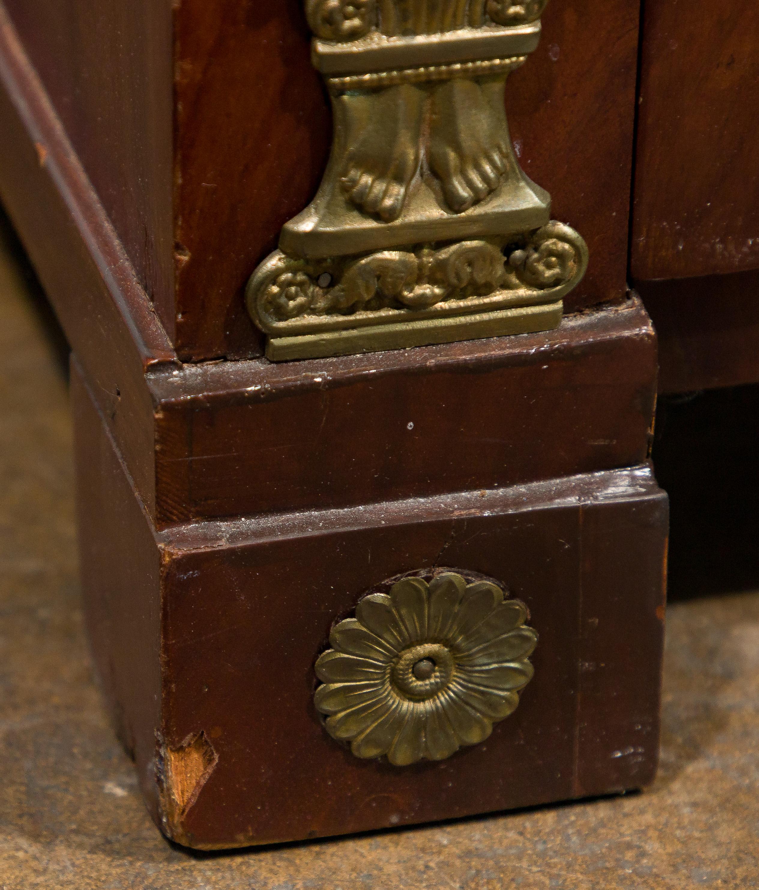 Empire Mahogany and Marble Top Liquor Cabinet