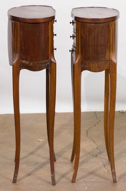 French Mahogany Marquetry Side Tables