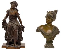 (After) Emmanuel Villanis (French, 1858-1914) 'Lucrece' Metal Female Bust