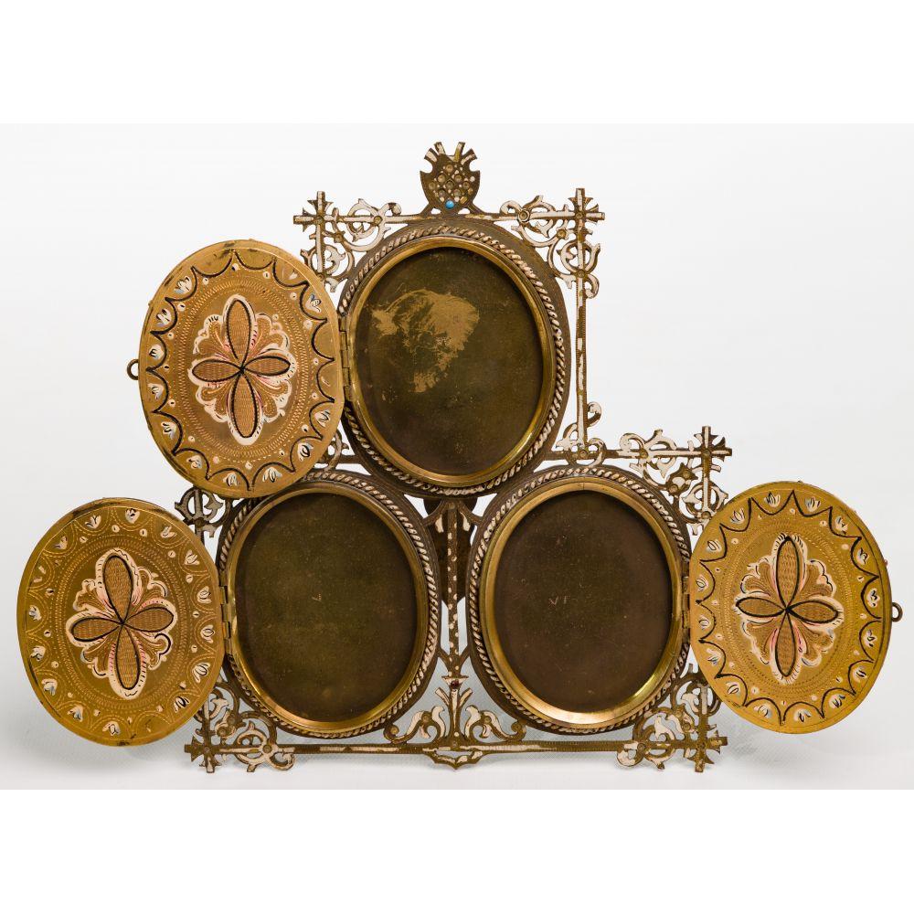 Triptych Brass and Enamel Frame