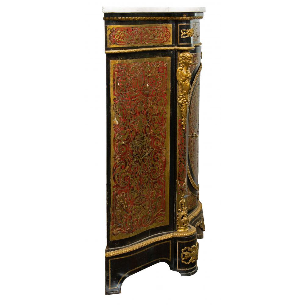 Boulle Style Marble Top Cabinet