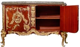 Rococo Revival Style Marble Top and Wood Sideboard