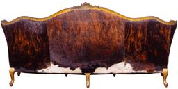 Victorian Style Cowhide and Leather Gilt Sofa