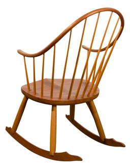 Thomas Moser Cabinetmakers Windsor Cherry Rocking Chair and Stool