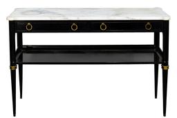 Baker Regency-Style Marble Top Console Table