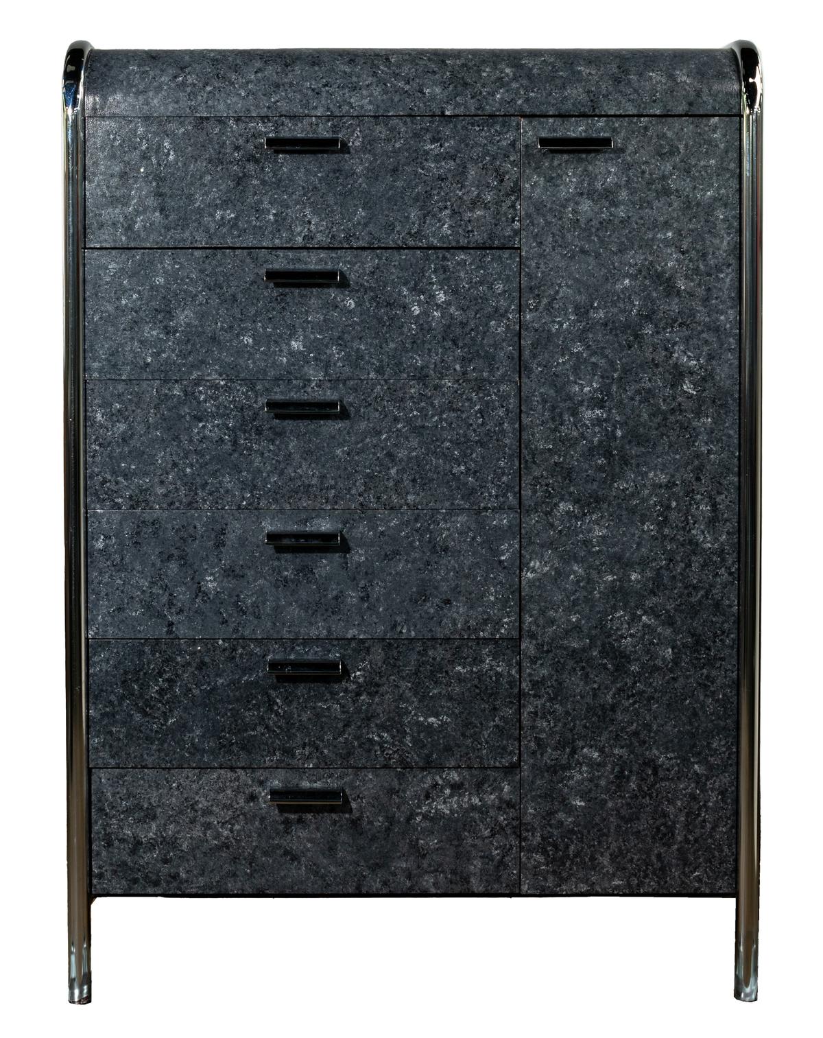 MCM Style Faux Marble and Chrome Dresser
