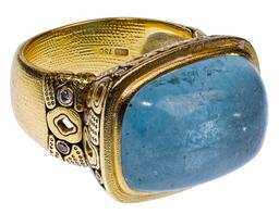 Alex Sepkus 18k Yellow Gold, Aquamarine and Diamond Ring