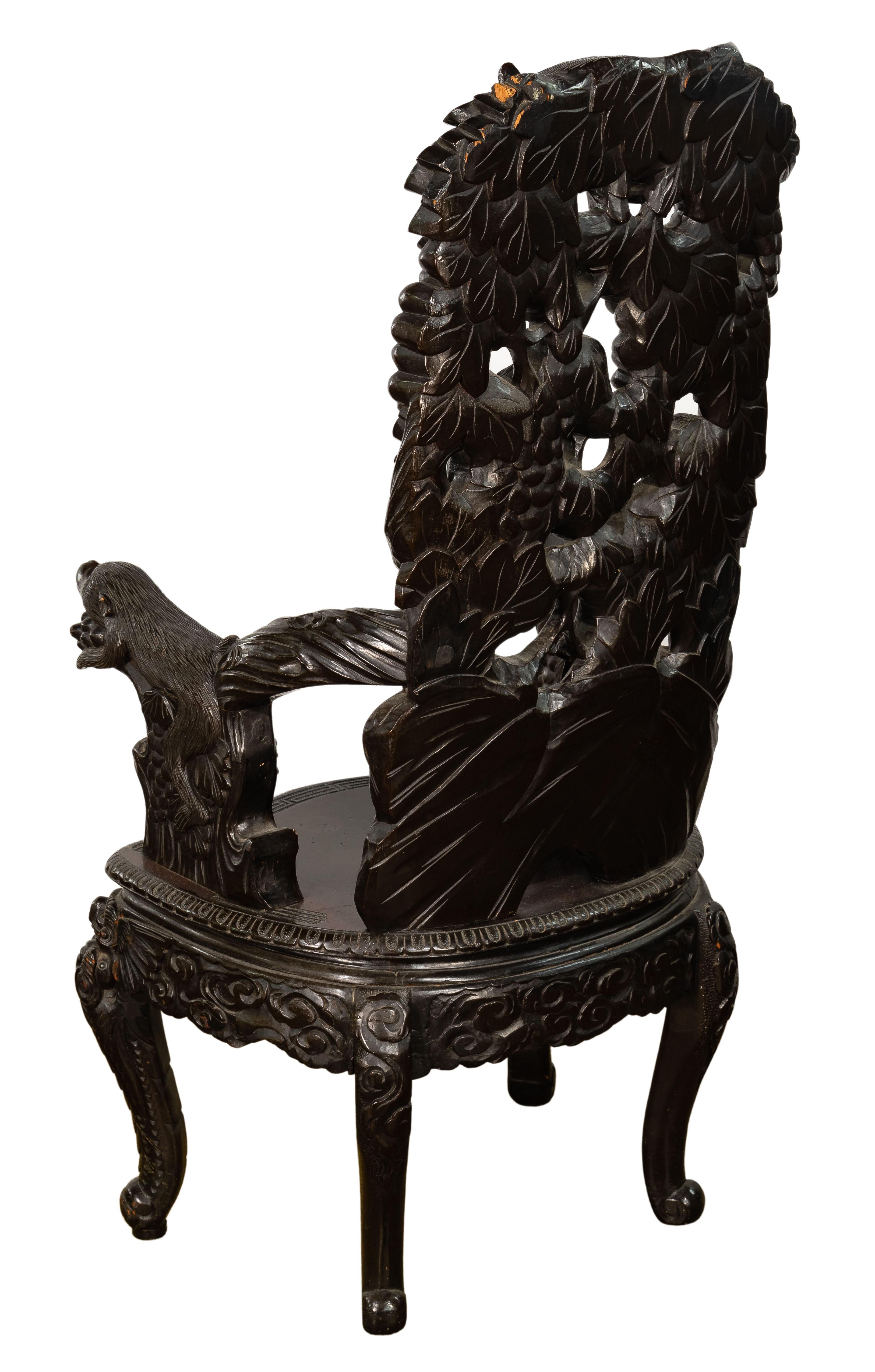 Japanese Carved Monkey Chair