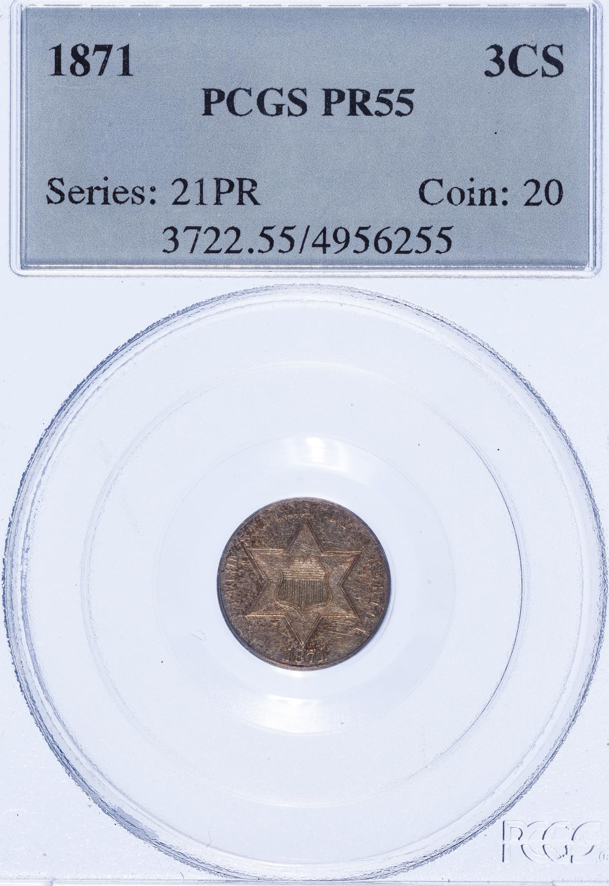 1871 3c PR-55 PCGS