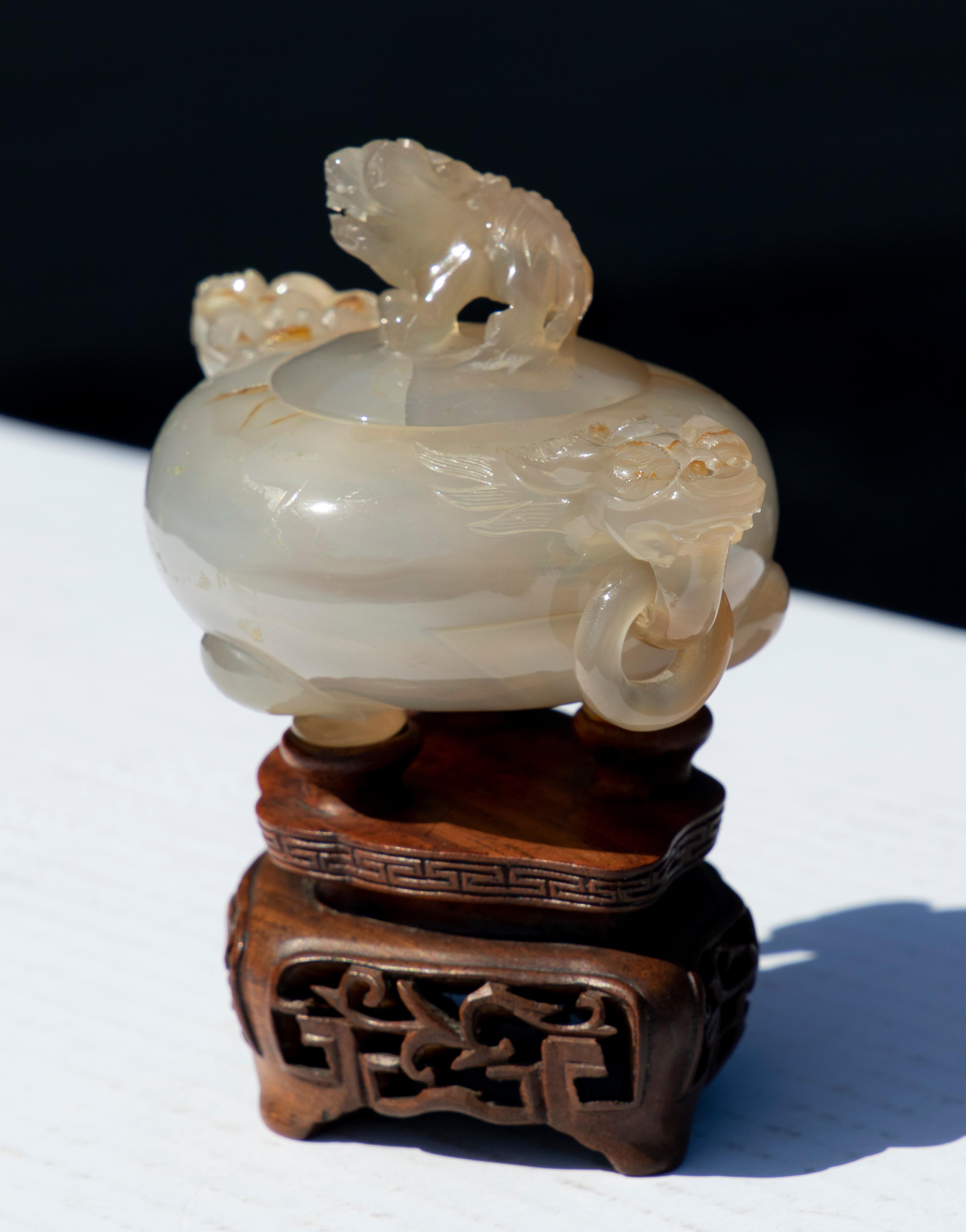 Asian Carved Jadeite Jade Censor