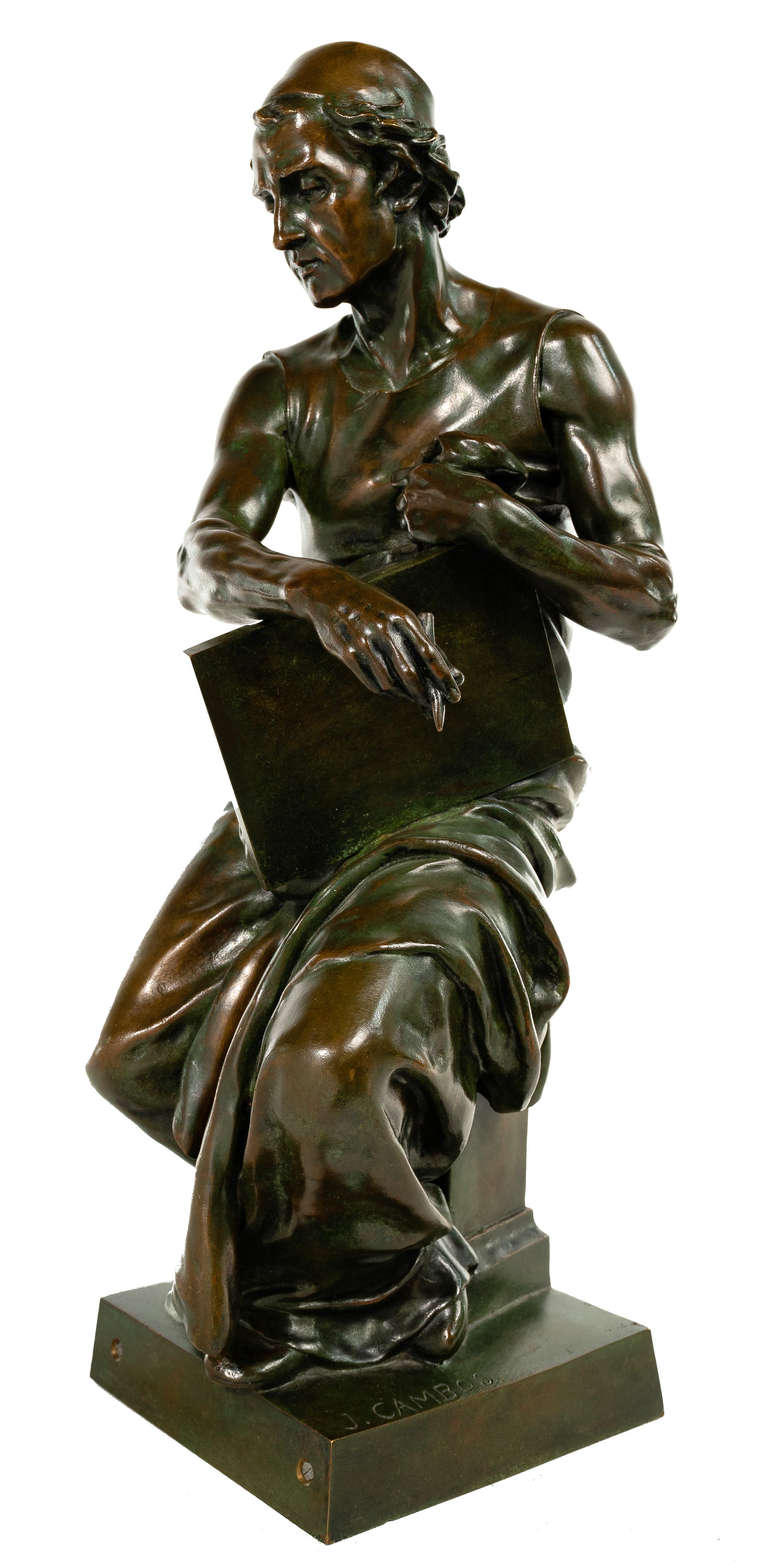 Jean Jules Cambos (French, 1828-1917) 'La Pensee' Bronze Sculpture