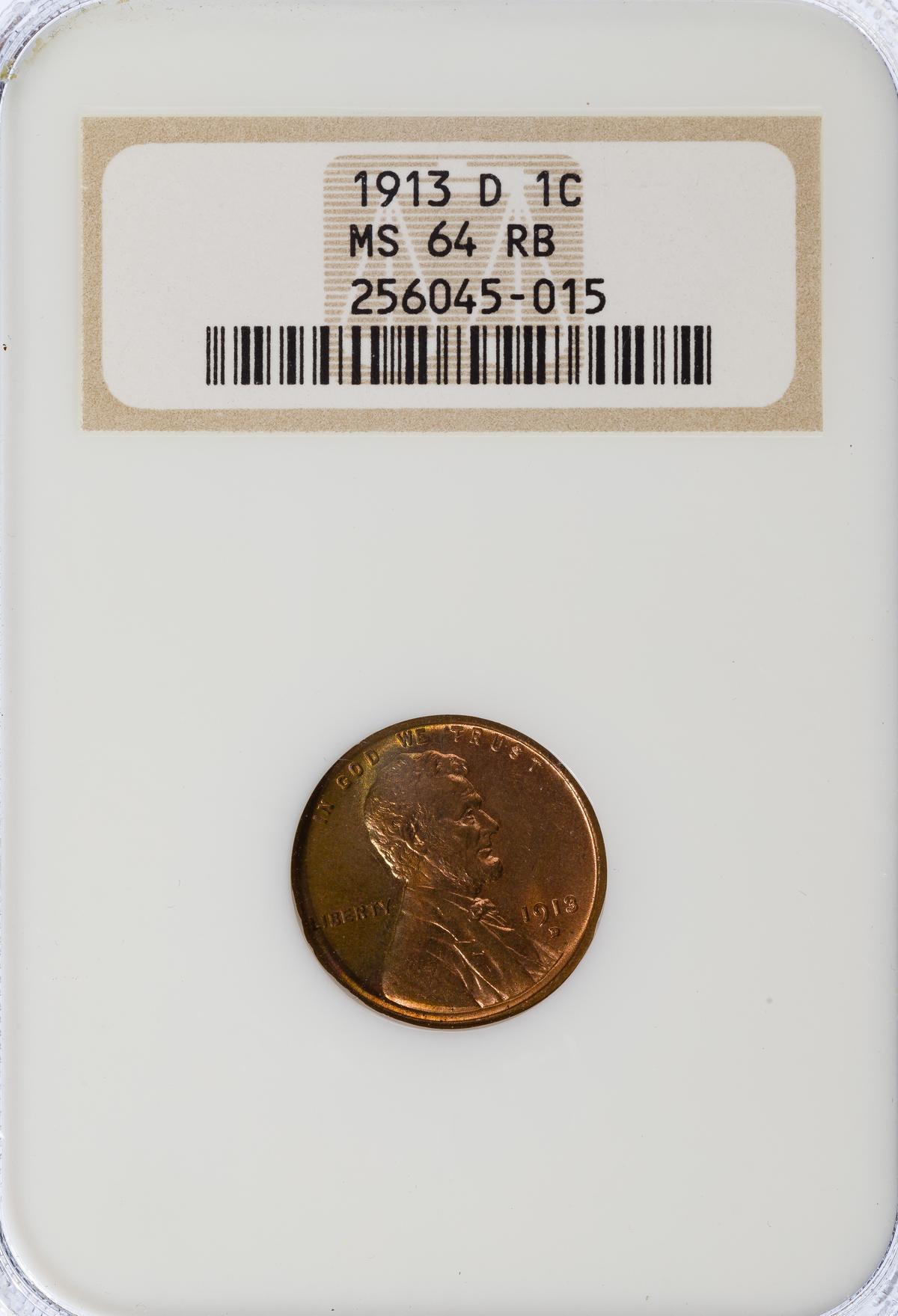 1913-D 1c MS-64 RB NGC